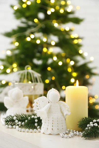 Christmas decorations with candles — Stock Photo, Image