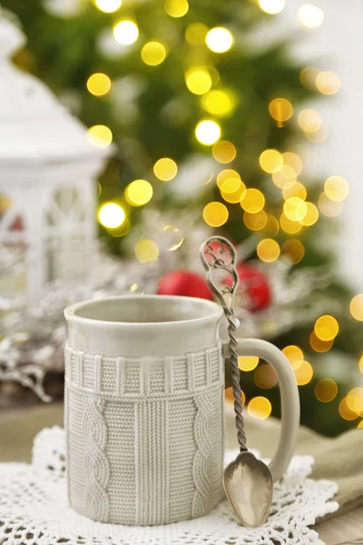 Hot drink and Christmas decorations
