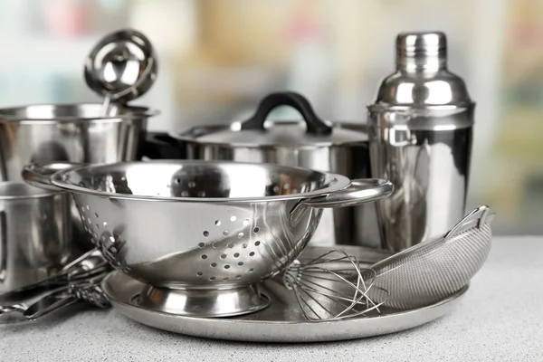 Stainless steel kitchenware — Stock Photo, Image