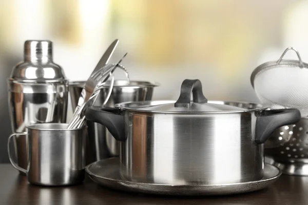 Utensili da cucina in acciaio inox — Foto Stock