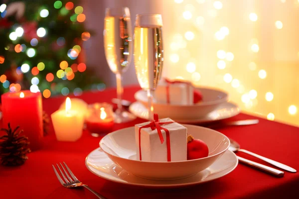 Kerst tafel dekken Stockafbeelding