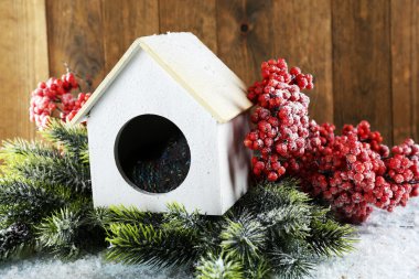 Kışın el yapımı kuş yuvası
