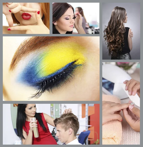 Beauty Salon Photo Collage — Stock Photo, Image