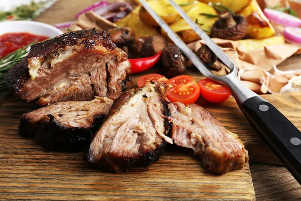 Grilled meat on table — Stock Photo, Image