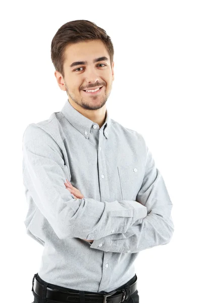 Beau jeune homme isolé sur blanc — Photo