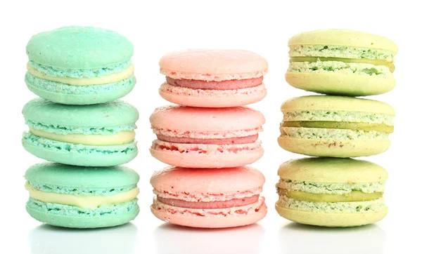 Gentle colorful macaroons isolated on white — Stock Photo, Image