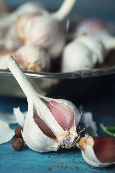 Raw garlic and spices — Stock Photo, Image