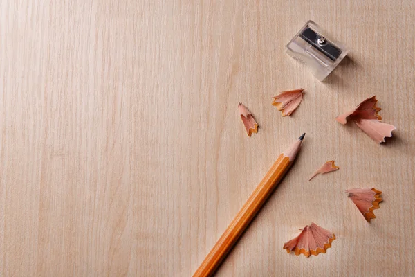 Pencil with sharpening shavings — Stock Photo, Image