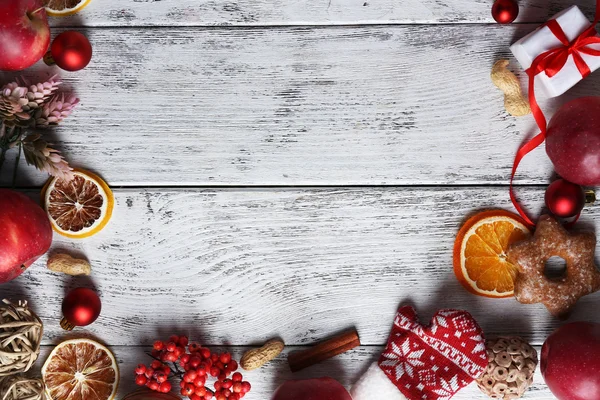 Christmas frame with apples — Stock Photo, Image