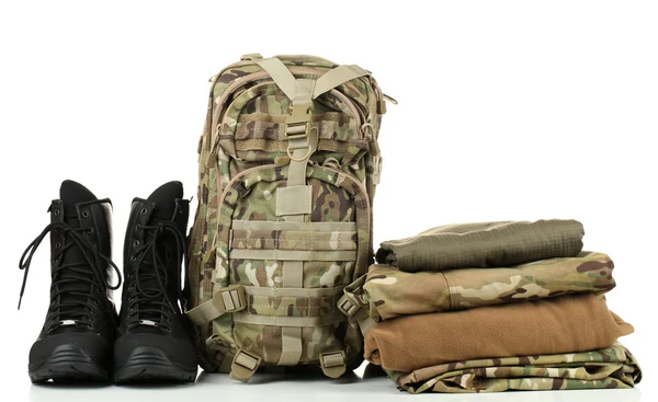 Army uniform with backpack — Stock Photo, Image