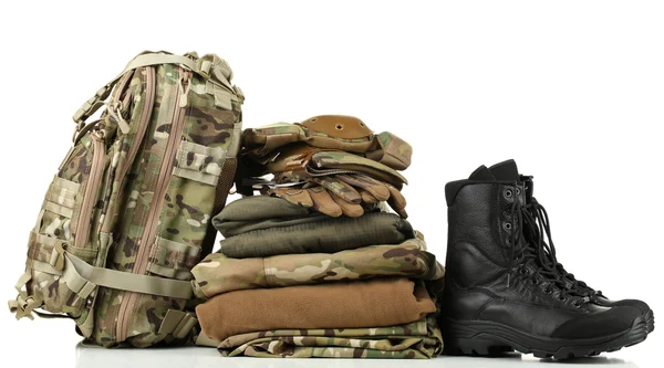 Army uniform with backpack — Stock Photo, Image