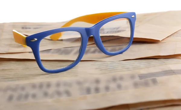 Glasses and newspapers close-up — Stock Photo, Image