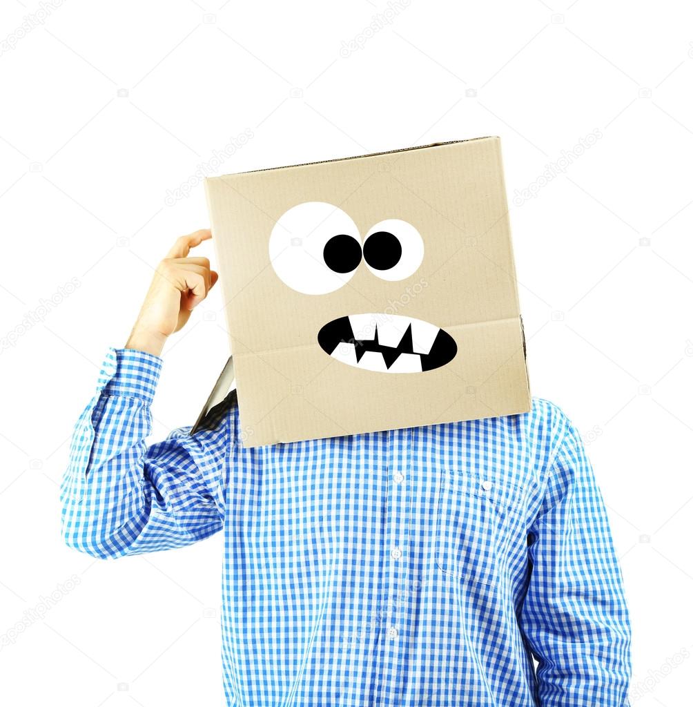 Man with cardboard box