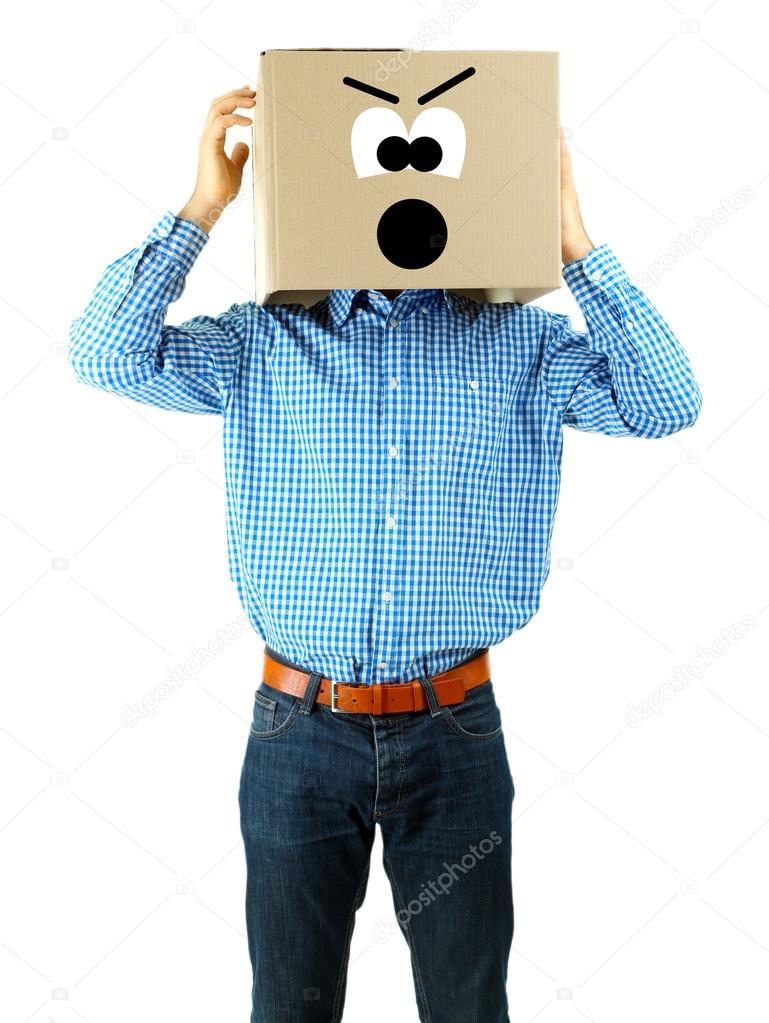 Man with cardboard box