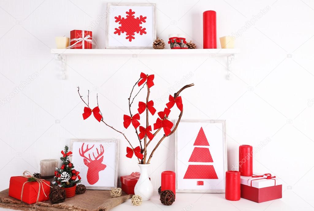 Christmas decoration on burlap cloth