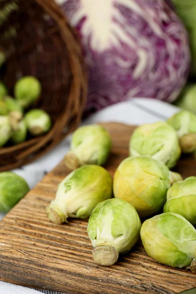 Still life with assortment cabbages — Stock Photo, Image