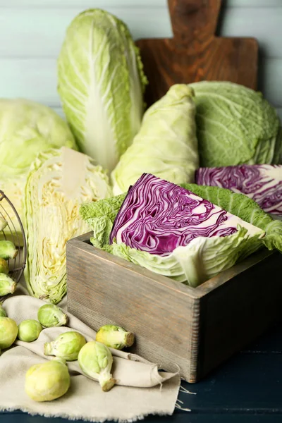 Still life with assortment cabbages — Stock Photo, Image