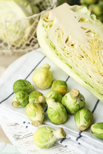 Still life with assortment cabbages — Stock Photo, Image