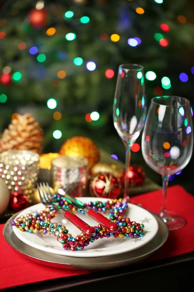 Kerst tafel serveren — Stockfoto