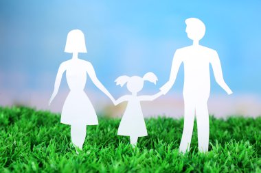 Kağıt aile yeşil çimenlerin üzerinde