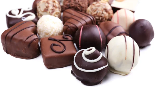 Colección dulce chocolate aislada sobre fondo blanco — Foto de Stock