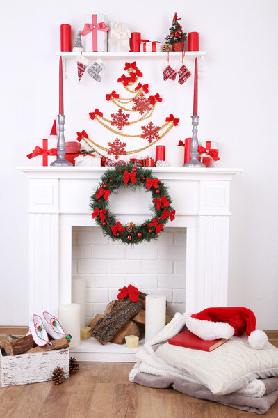 Fireplace with Christmas decoration