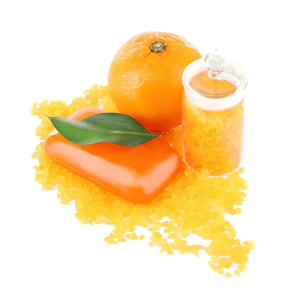 Соль для ванн со свежим апельсином — стоковое фото