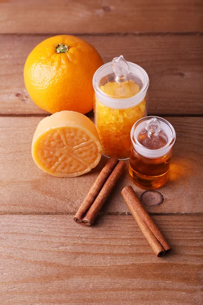 Orange and essential oil — Stock Photo, Image