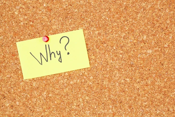 Paper sheet with question "Why" on wooden background — Stock Photo, Image