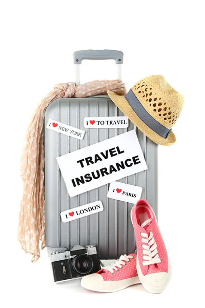 Travel suitcase and tourist stuff — Stock Photo, Image