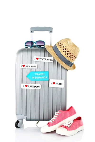 Travel suitcase and tourist stuff — Stock Photo, Image