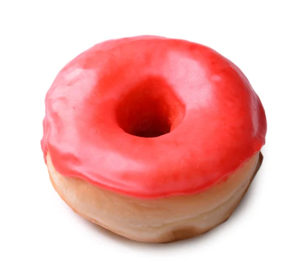 Delicioso donut com esmalte isolado em branco — Fotografia de Stock