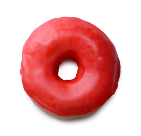 Delicioso donut com esmalte isolado em branco — Fotografia de Stock