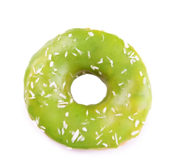 Смачний пончик з глазур'ю ізольований на білому — стокове фото