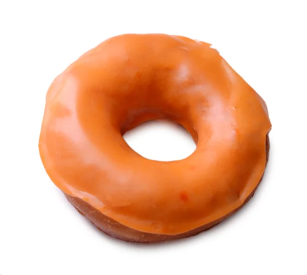 Вкусный пончик с глазурью изолированы на белом — стоковое фото
