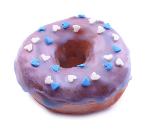 Delicious donut with glaze isolated on white — Stock Photo, Image
