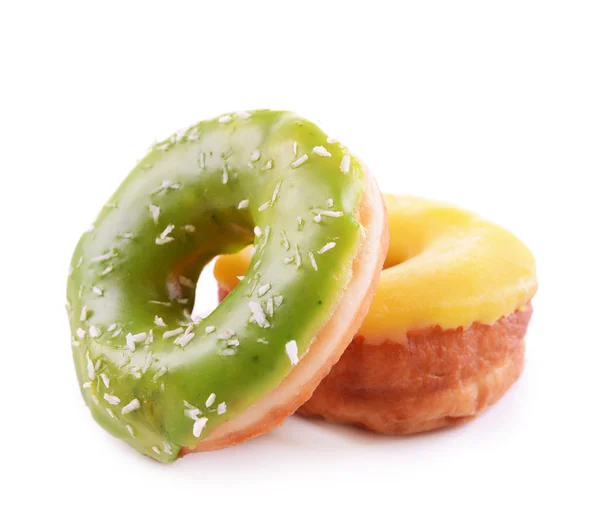 Heerlijke donuts met glaze geïsoleerd op wit — Stockfoto