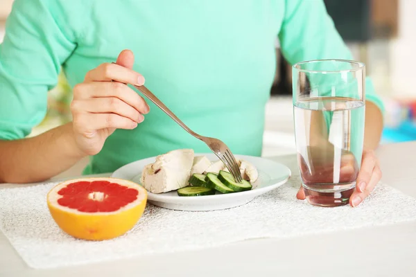 Girl and dietary food — Stock Photo, Image