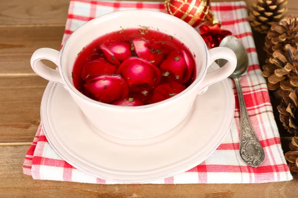 Traditional polish red borscht — Stock Photo, Image