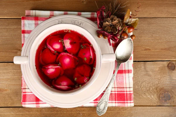 Traditional polish red borscht — Stock Photo, Image