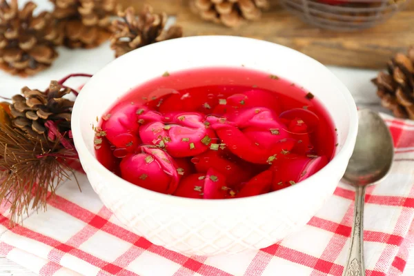 Traditional polish red borscht — Stock Photo, Image