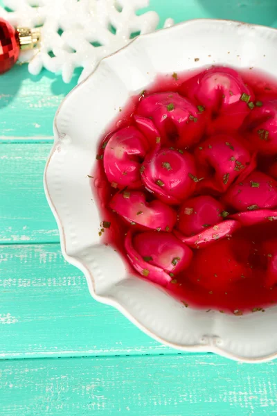 Traditional polish red borscht — Stock Photo, Image