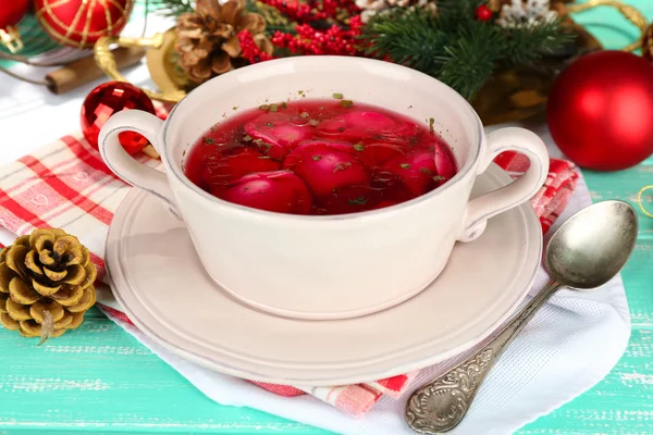 Tradiční polské červený boršč — Stock fotografie