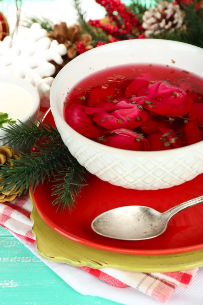 Traditional polish red borscht — Stock Photo, Image