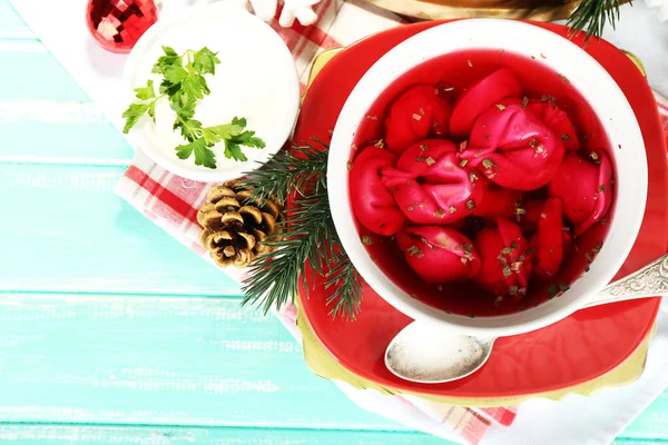 Traditional polish red borscht — Stock Photo, Image