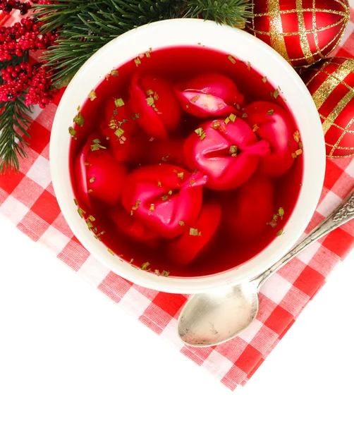 Traditional polish red borscht — Stock Photo, Image