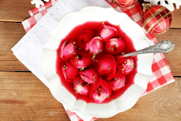 Traditional polish red borscht — Stock Photo, Image