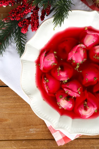 Traditional polish red borscht — Stock Photo, Image