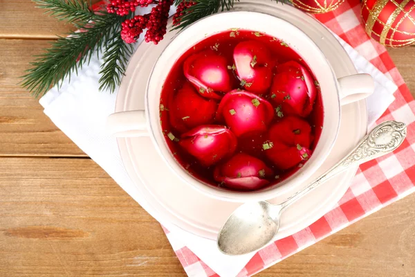 Traditional polish red borscht — Stock Photo, Image