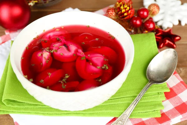 Traditional polish red borscht — Stock Photo, Image